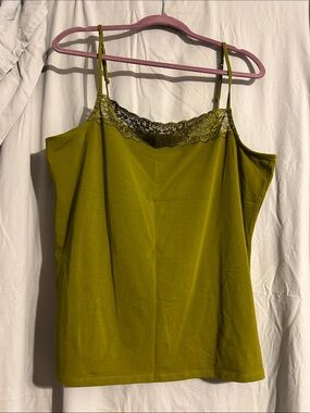 J. Jill Olive Green Lace-Trim Slip Camisole